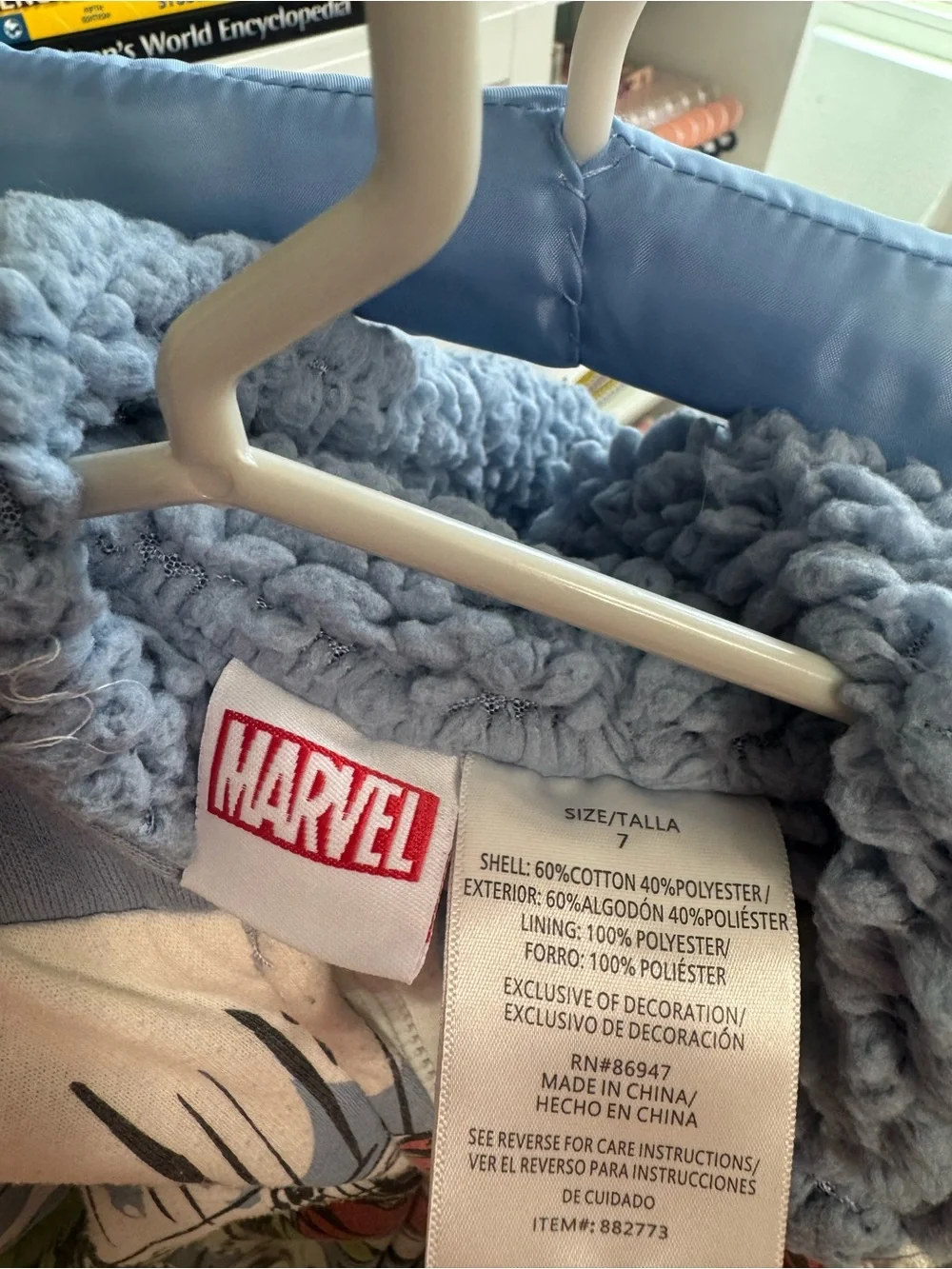 Marvel Kids Sherpa-Lined Jacket in Light Blue & White size 7 - Picture 2 of 7
